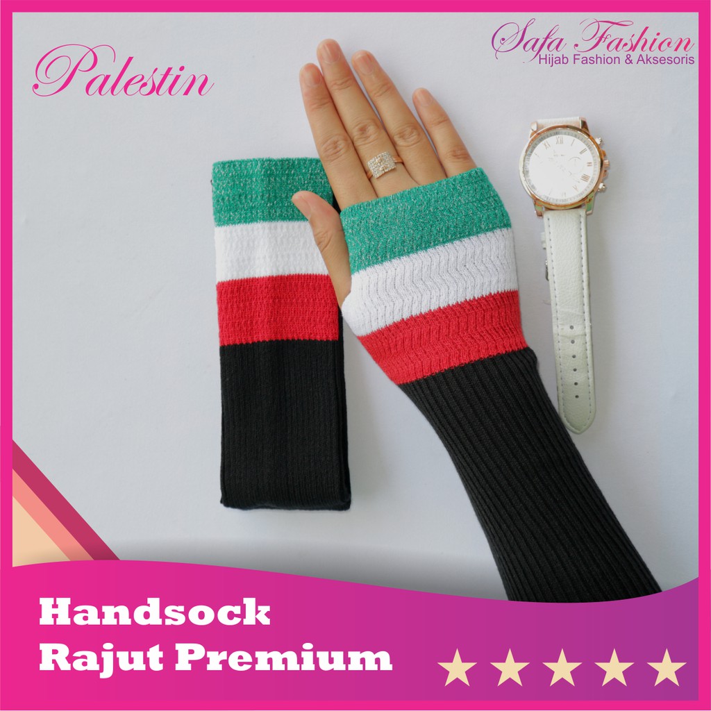 MANSET RAJUT PALESTINA / manset tangan / manset / handsock / manset jempol wanita