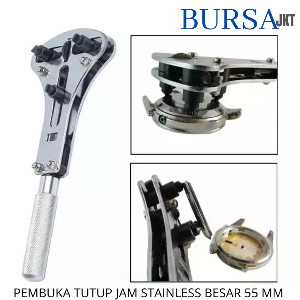 PEMBUKA TUTUP BELAKANG JAM SEGITIGA STAINLESS ADJUSTABLE BUKAAN 48 MM