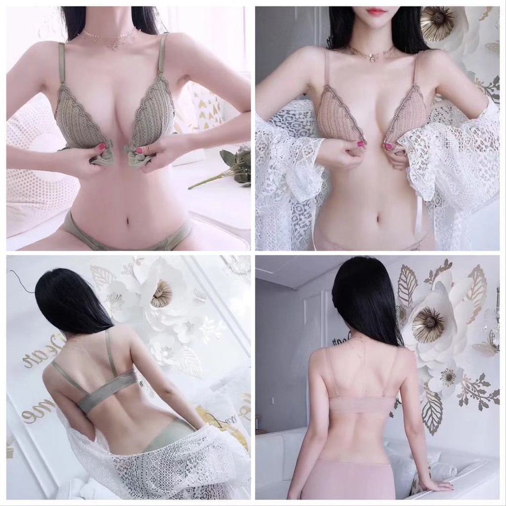 Bra Wanita Push-Up Isi Busa Tali Strap dan Bahan Lace Breathable Hiasan Bordir