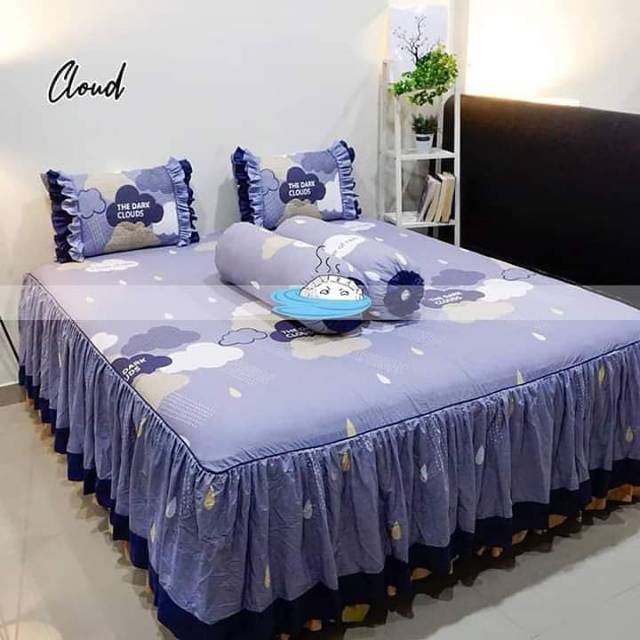 Sprei rumbai motif CLOUD bahan katun ukuran 180x200