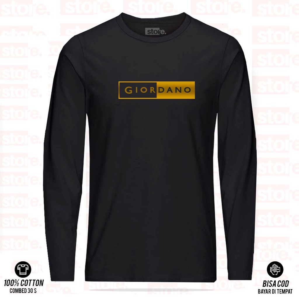 Kaos Pria Wanita Distro Giordano Gold| Kaos Lengan Panjang