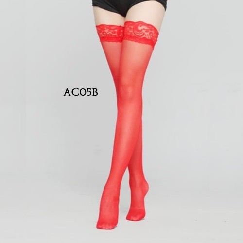 • BEBE • AC05B Stokings Renda Sexy Merah Transparan Stocking Legging Lingerie wanita