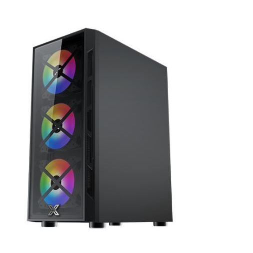 Casing komputer gaming xagatek atx tempered glass with 4 fan 120mm rgb coolbox - Pc case cool box