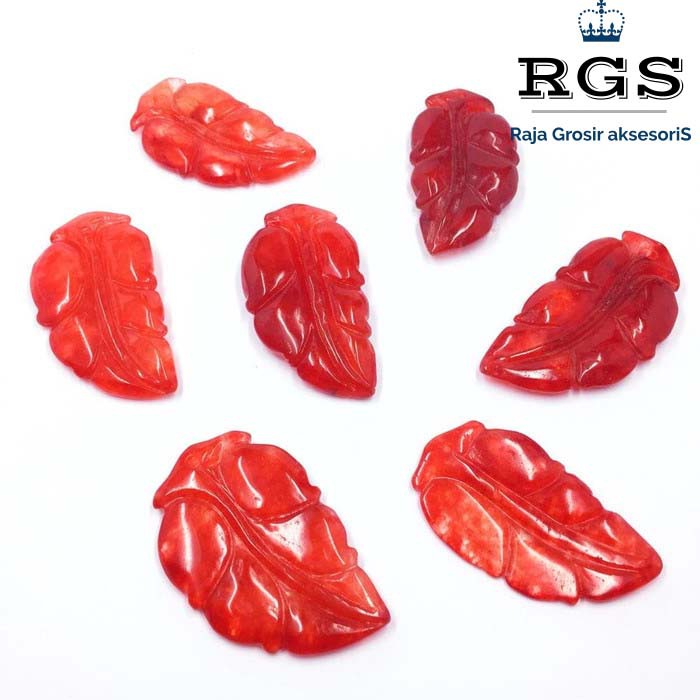 [Bayar Di Tempat] RGS LIONTIN BATU GIOK MERAH NATURAL MOTIF DAUN
