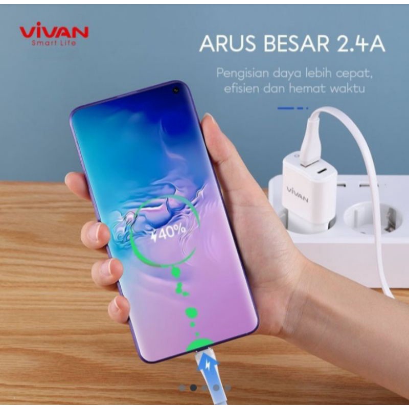 VIVAN SC30S Kabel data Type-C 30 CM 2,4A.Fast charging Flat Design