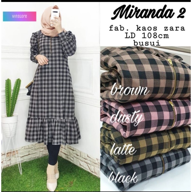 TUNIK KOTAK KAOS ZARA PREMIUM