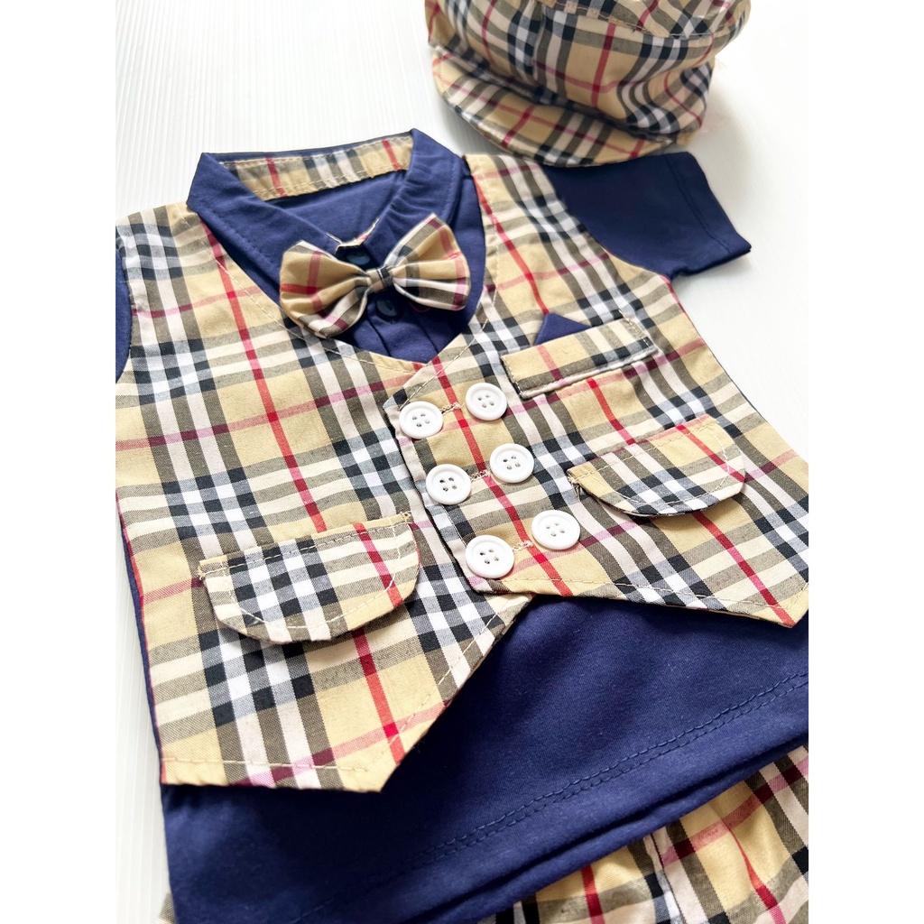 KOREAN STYLISH / MAXWELL Baju Setelan Kemeja Celana Topi Pergi Jalan Fashion Anak Bayi Cowok Laki Terlaris