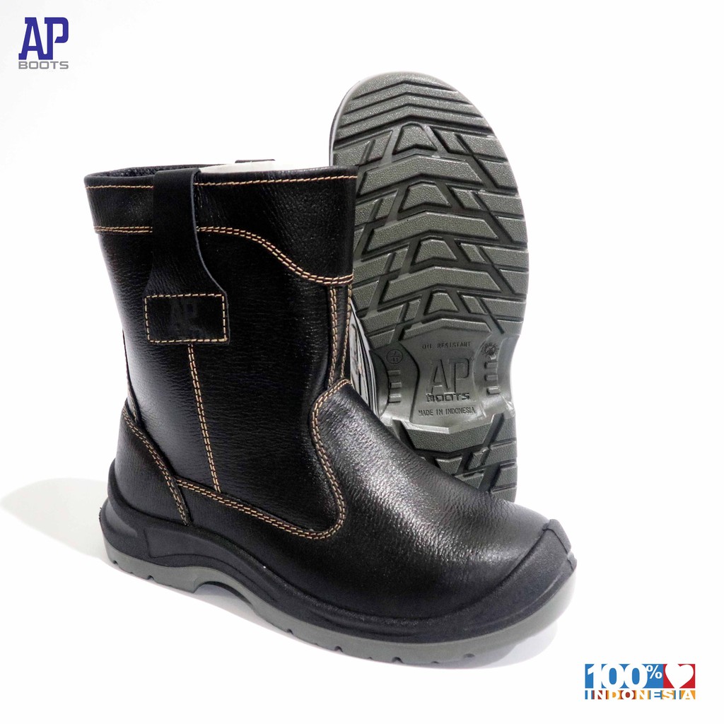 AP 2020 BLACK SAFETY LEATHER 43 - BOOT SEPATU SAFETY - AP BOOTS