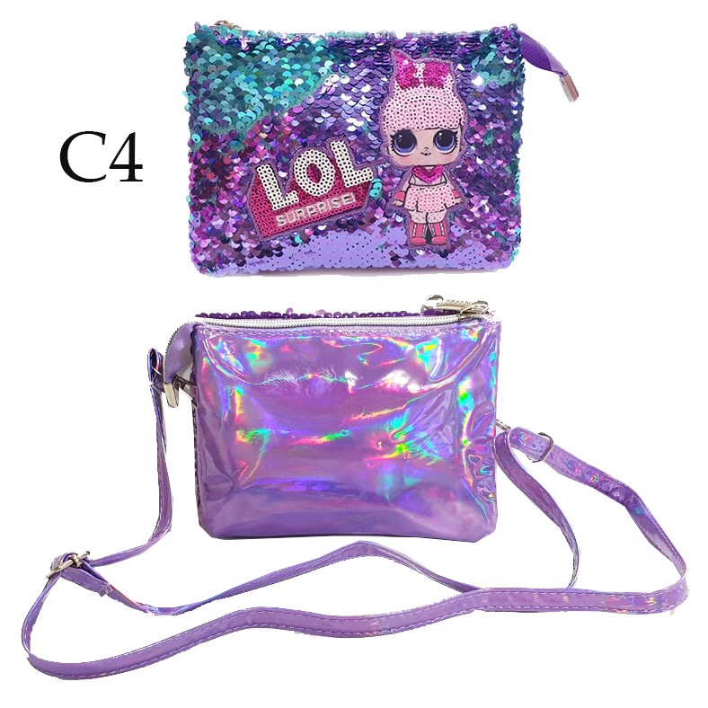 PROMO Tas Selempang Bahu / Fashion Anak Tas Sequin Usap Payet ManiK2 Anak Kembar &amp; Kuda Ajaib IMPORT