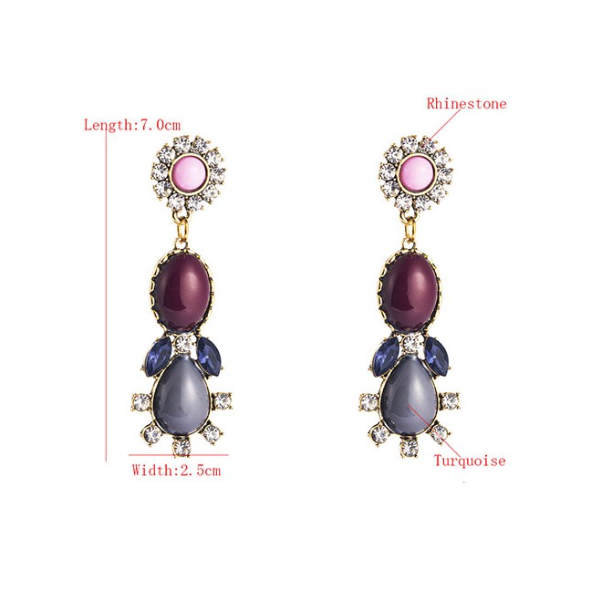 LRC Anting Tusuk Fashion Tassel And Diamond Long Pearl Flower Earrings D94371