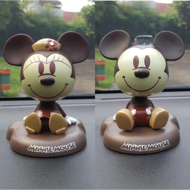 Hiasan boneka mickey minnie Miniatur/pajangan Dasboard Mobil Bobblehead Mickey mouse