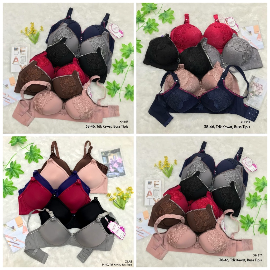 RVC75 - XINSHINI Bra JUMBO Busa Tipis Tanpa Kawat 34-46 Kait 2 dan 3 | BH BIG SIZE Underwear Dewasa 