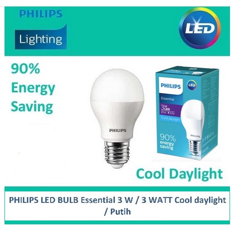 Philips LED Essential 3W 3 Watt Putih Original