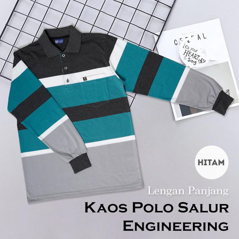 Kaospolos - Kaos kerah motif salur lengan panjang | polo shirt stripe engineering 7881