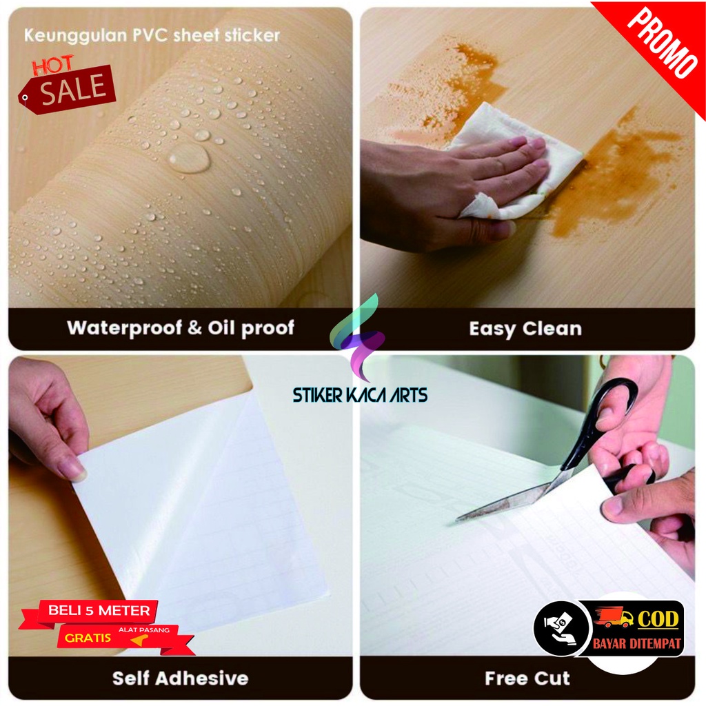 STIKER KAYU - STIKER MOTIF SERAT KAYU - STICKER DINDING - STICKER KACA