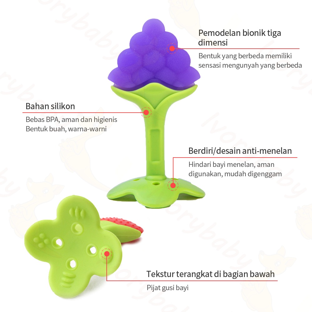 Ivorybaby Gigitan bayi silikon bentuk buah baby teether