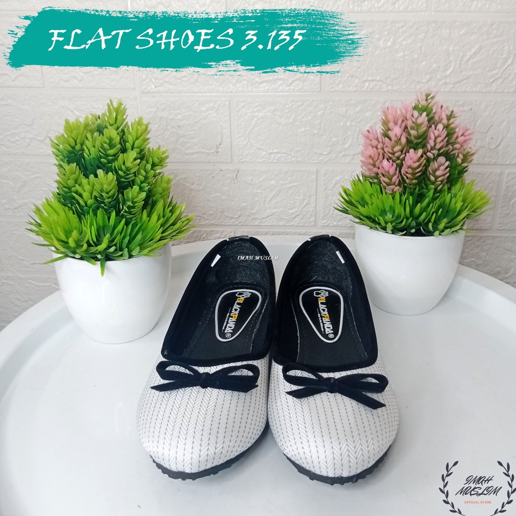 SEPATU WANITA FLATSHOES BLACKPANDA MOTIF GARIS DAN PITA MURAH BISA COD