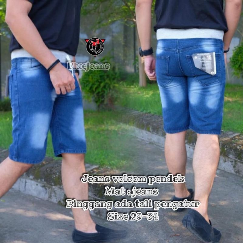 jeans volcom pendek / celana jeans pendek laki laki / celana jeans pendek cowok