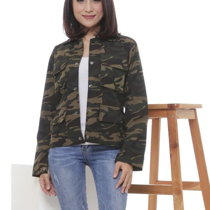 JAKET POLAN LORENG ARMY CEWEK BEST SELLER Slayershop