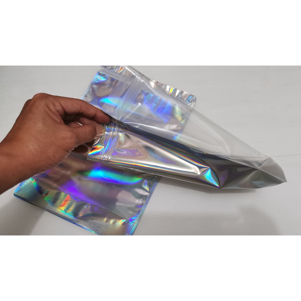 STANDING POUCH ZIPLOCK CLEAR HOLOGRAM GLOSSY KEMASAN SNACK