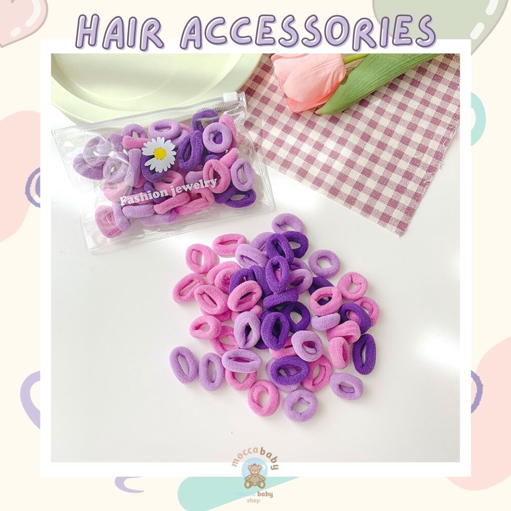 MBSS - IKAT RAMBUT BON-BON 50PCS Karet Polos Korea Karet Simple Elegan Kuncir Rambut