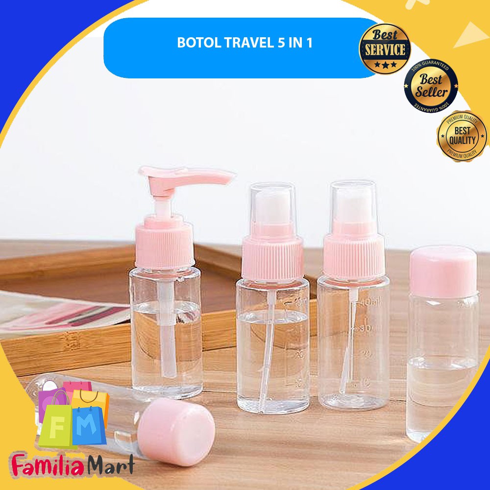 Botol Refill Tempat Sabun Cair Shampoo Mini Pump Spray Travel 6 In 1 Toiletries Kit Bottle