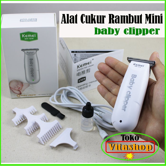 Kemei KM-1319 Alat Cukur Rambut Bayi Elektrik Baby Shaver Trimmer Clipper Putih