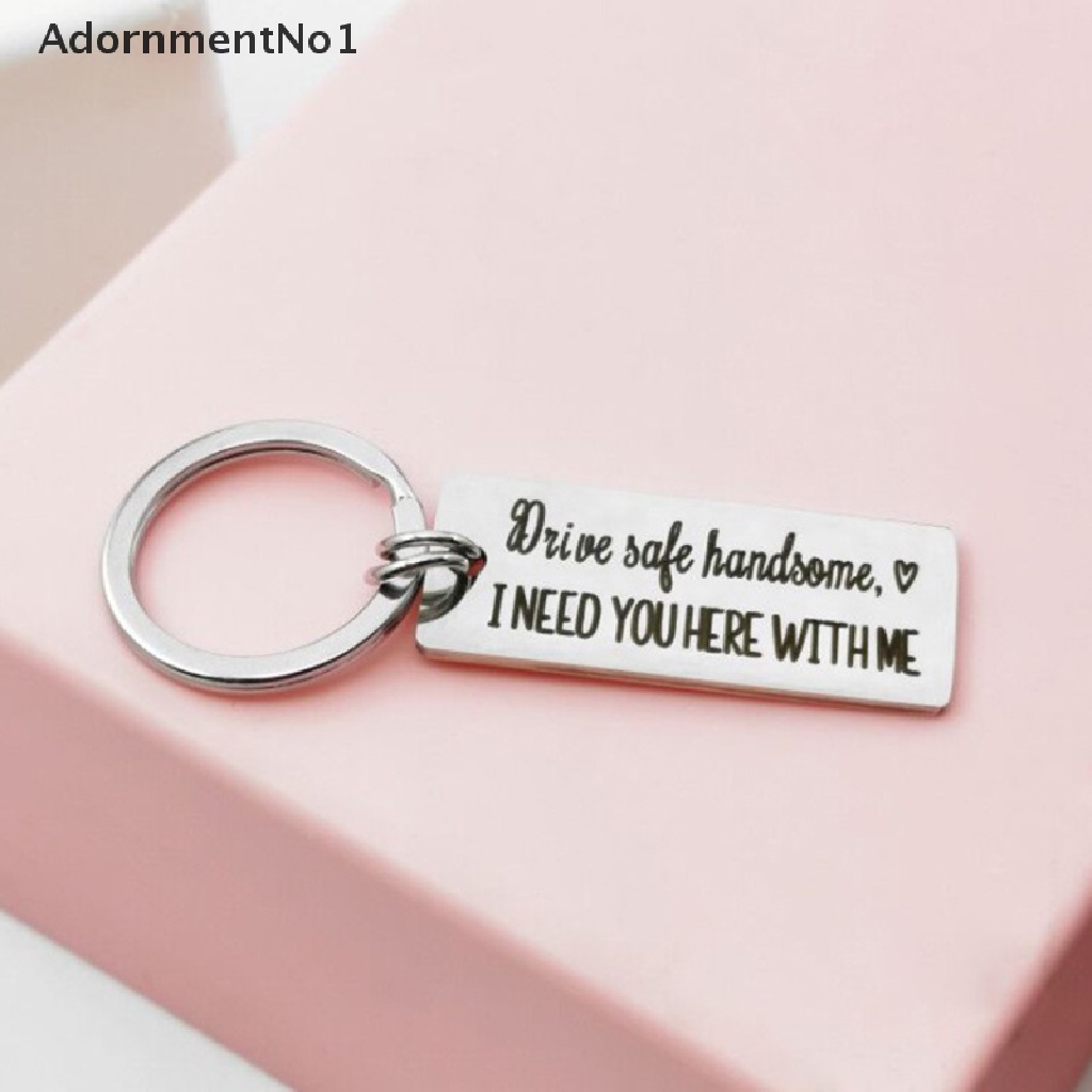(AdornmentNo1) Gantungan Kunci Motif Tulisan Drive Safe Untuk Pria / Wanita