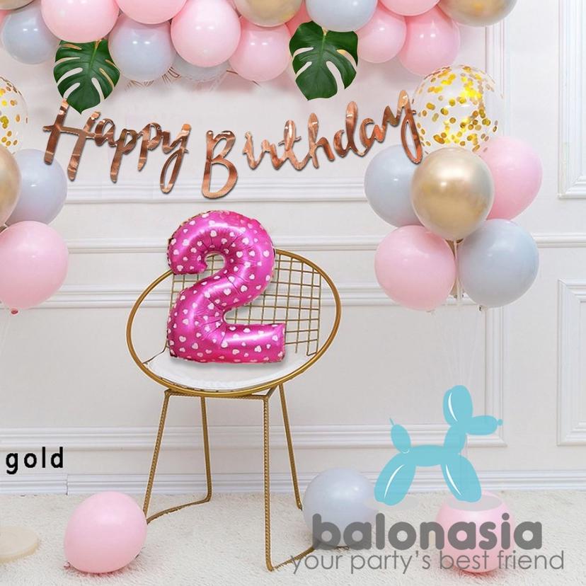 ✪ Balon Dan Banner Dekorasi Ulang Tahun Anak Pink ✫