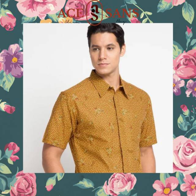 Hem Batik Pria Arjuna Weda Latar Beras Wutah Coklat | Batik | Kemeja | Arjuna Weda | Original