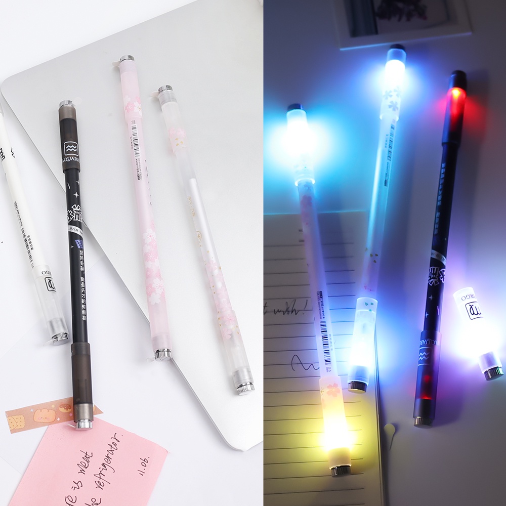 Mainan Fidget Pen Putar 0.5mm Dengan Lampu LED Untuk Anak / Sekolah / Kantor