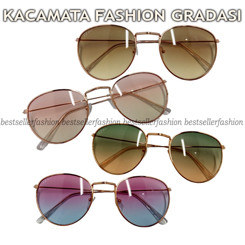 Kacamata Fashion Frame Oval Gradasi Kacamata Wanita Pria Big Eye Lensa Warna Gradasi Keren Sunglasses Kaca mata Fashion Outdor Korea Terbaru Kacamata Fesyen