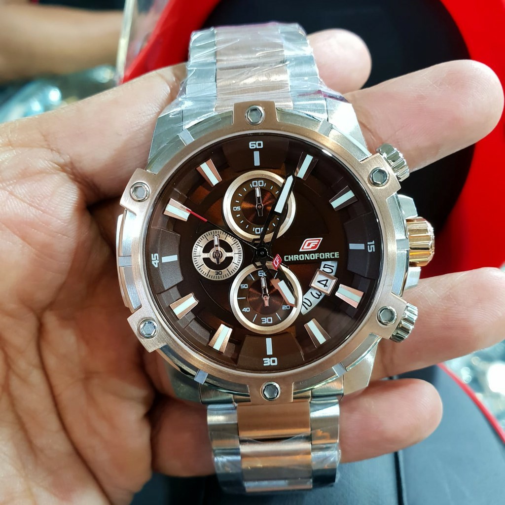 CF 5320 G Chrono force  jam tangan pria original  stainless steel silver rose gold