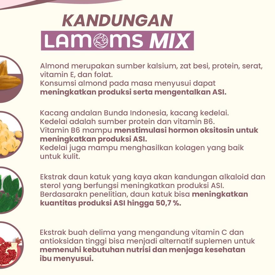 Susu Almond Pelancar ASI - 6x Minum - Almond & Soya & Katuk & Pomegranate - LAMOMS MIX