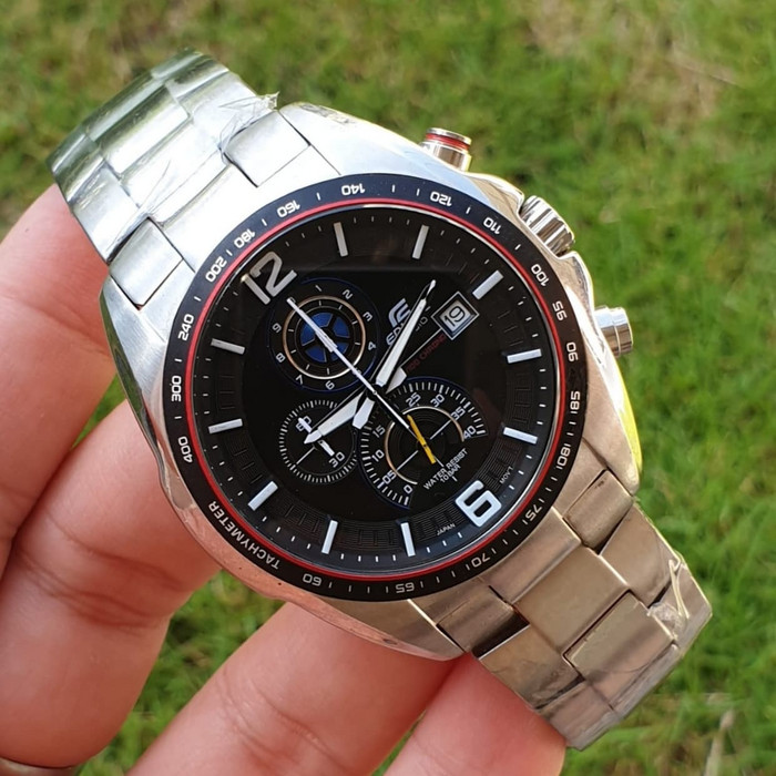 Jam Tangan Pria Casio Edifice EFR-528 Silver Black Original BM