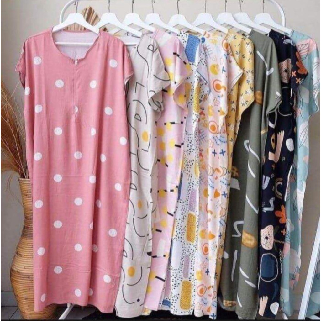 DASTER RAYON MOTIF  POLOS DASTER KEKINIAN / BAJU TIDUR SANTAI / DASTER VIRAL / DASTER RAYON