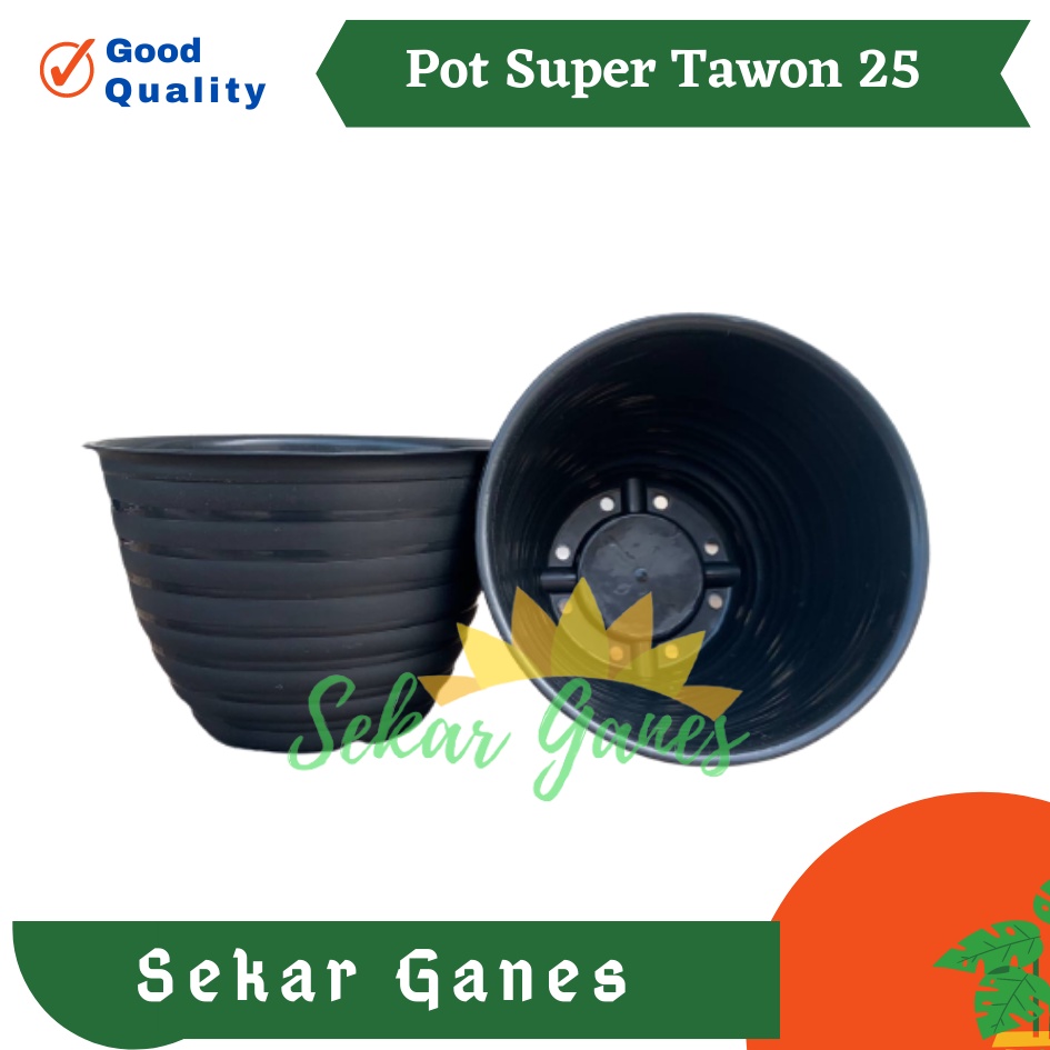 Pot Super Tawon 25 hitam ukuran 25 cm Pot bunga hias tanaman plastik