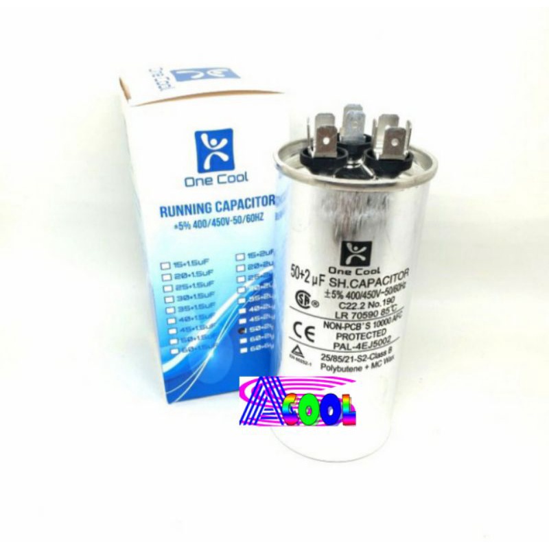 Kapasitor AC 50+2 uf 3 Soket/Running Capacitor-Kapacitor 50+2uf