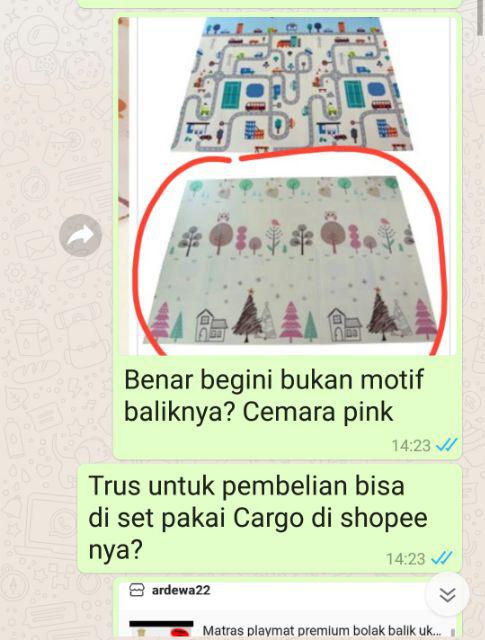 Matras Playmat Premium Bolak Balik Ukuran 140 X 200 Cm