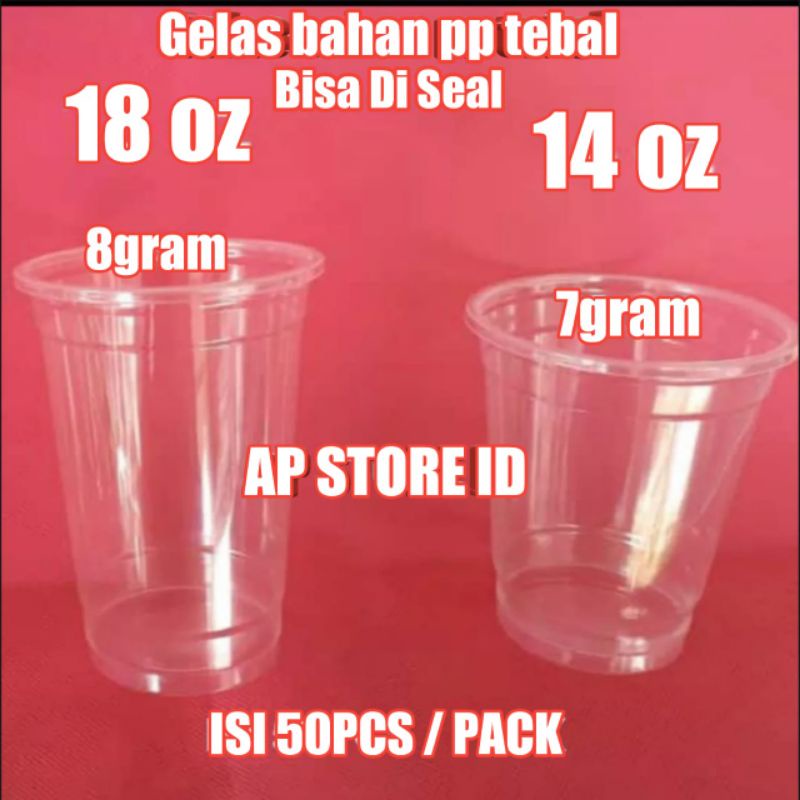 isi 50pcs Gelas Pp Bahan Tebal 18oz