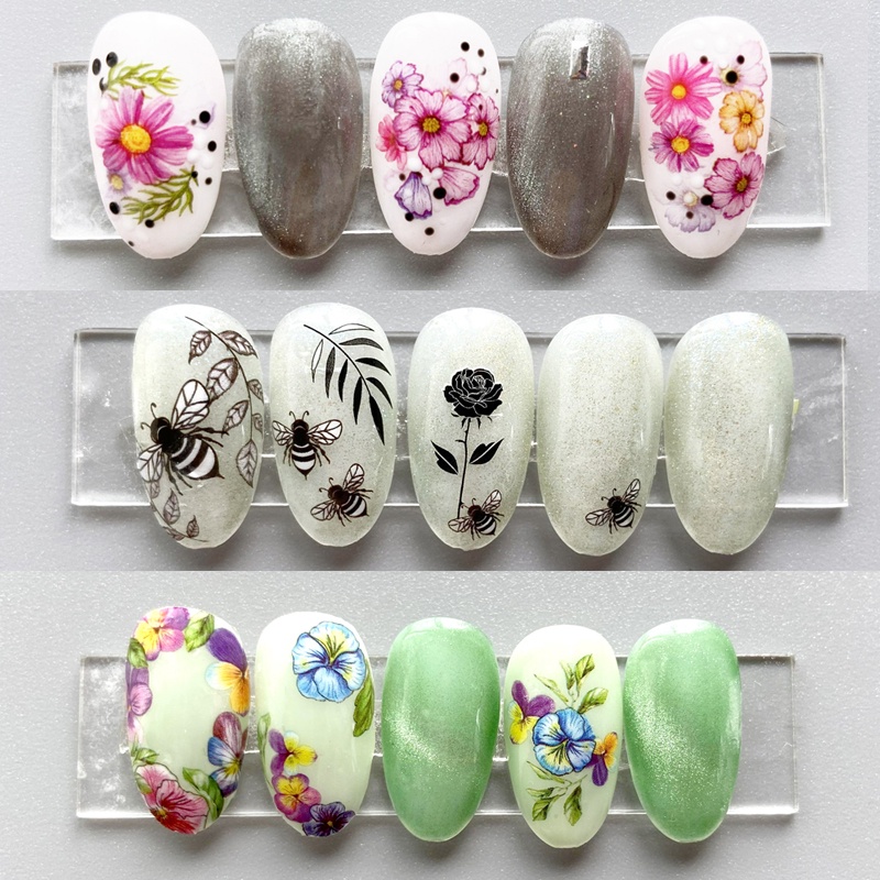 1 Pc Stiker Kuku 3d Motif Bunga Daun Abstrak Untuk Dekorasi Nail Art