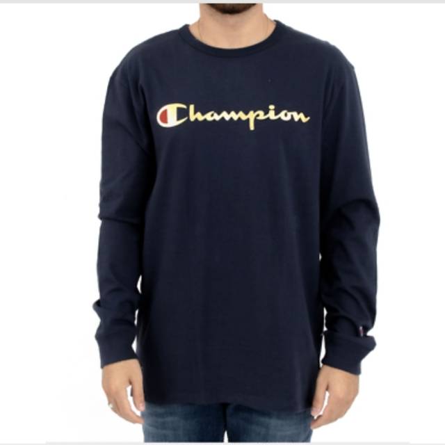 champion heritage long sleeve tee with gold script