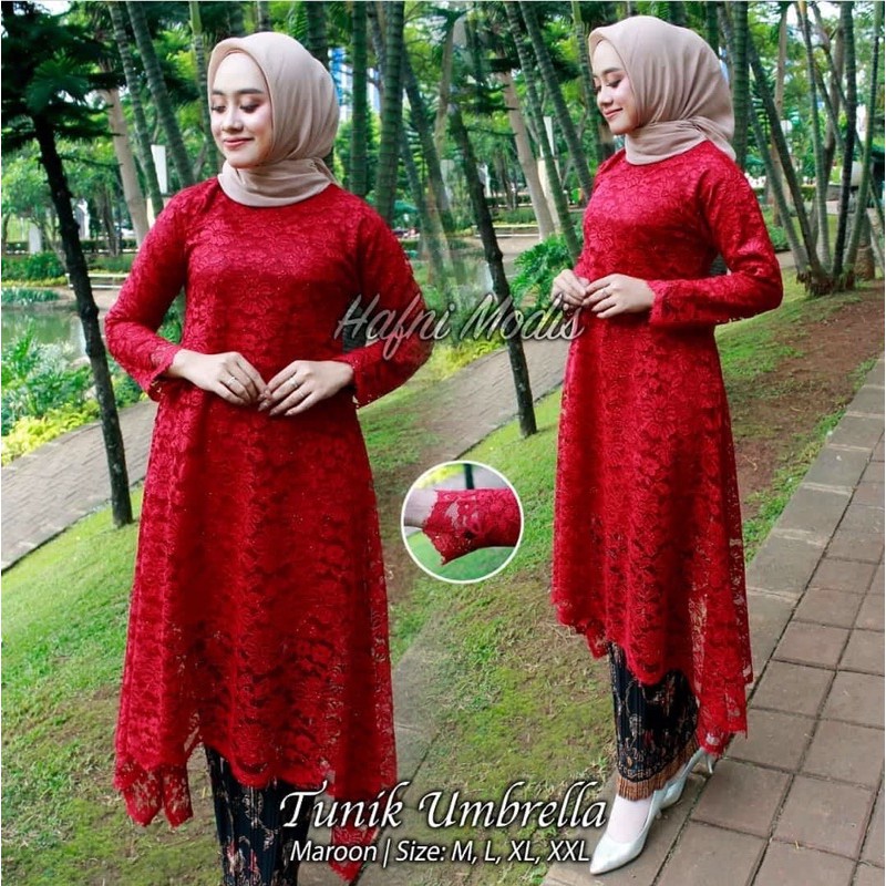 SETELAN KEBAYA TUNIK BROKAT UMBRELLA TERBARU