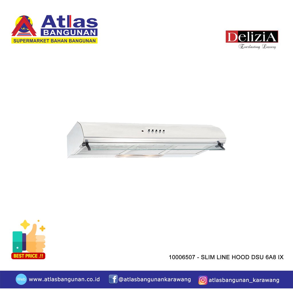 Delizia Slim Line Cooker Hood DSU 6A8 IX - Penyedot Asap Delizia