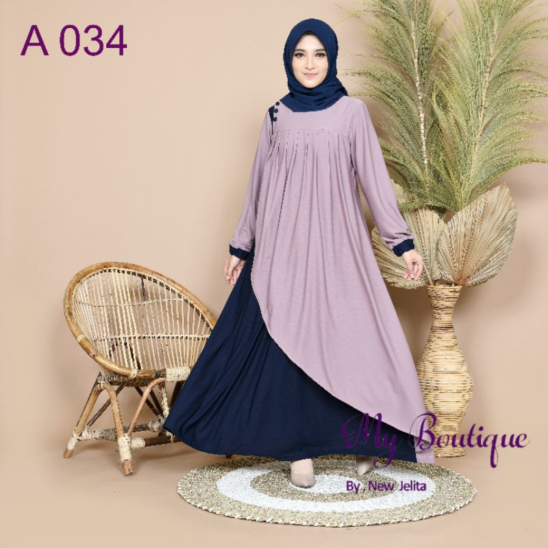 My Boutique Fashion Gamis A034 (4L) Jumbo Abu Navy