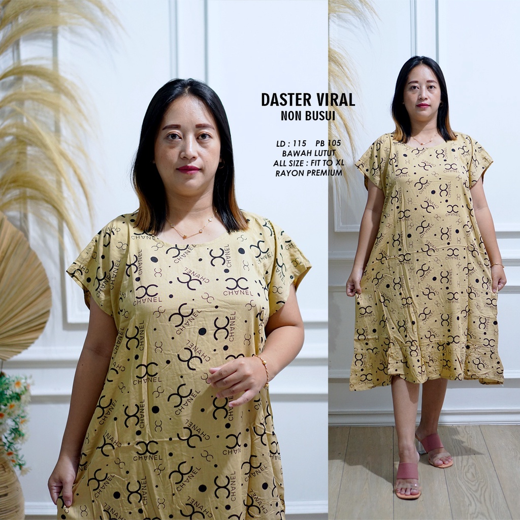 DASTER RUFFLE | DASTER VIRAL MOTIF | DASTER KEKINIAN | DASTER RAYON MURAH BAWAH LUTUT NON BUSUI-5