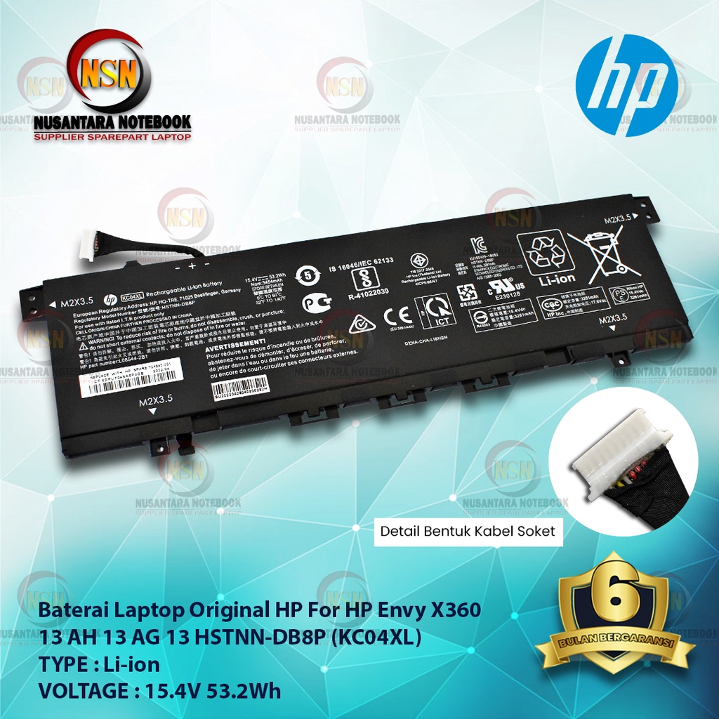 Baterai Laptop Original HP For HP Envy KC04XL X360 13 AH 15.4V 53.2Wh