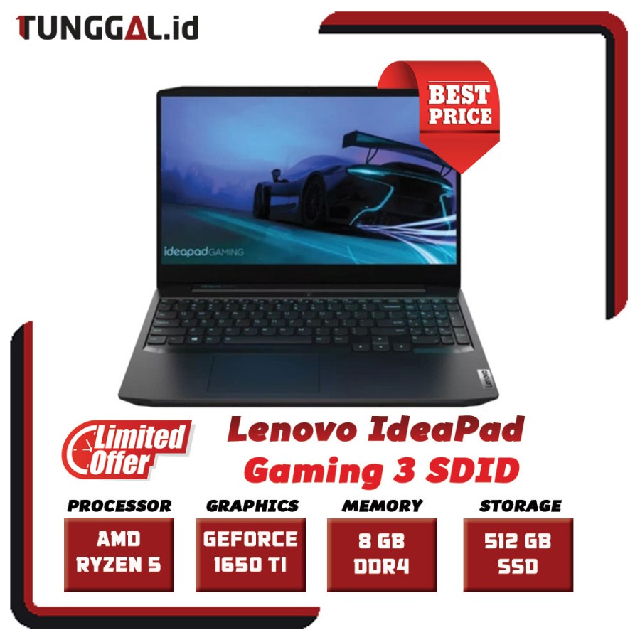 Lenovo IdeaPad Gaming 3 SDID Ryzen 5 4600H 8GB 512ssd GTX1650Ti 4GB