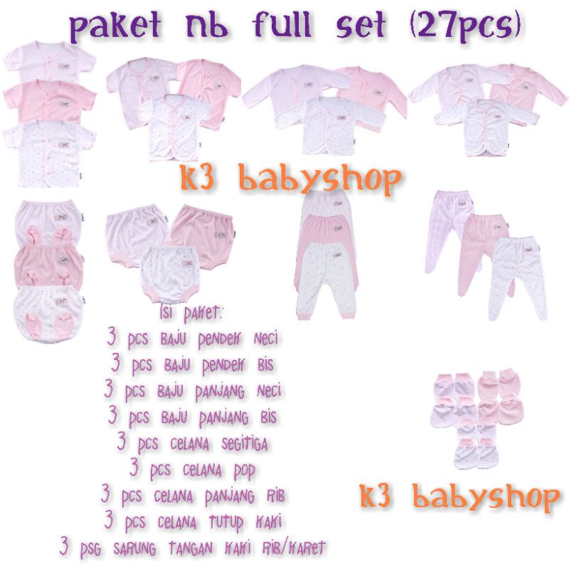 Paket baju bayi newborn Fluffy Pink NB value set baju bayi kado lahiran baby gift set hampers SNI paket lengkap murah