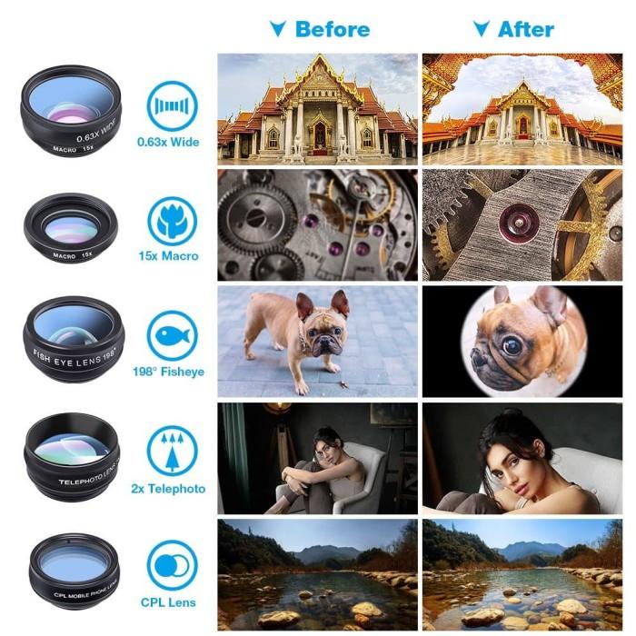 APEXEL 10 in 1 Lensa Fisheye Macro Star Wide Angle Lens - DG10